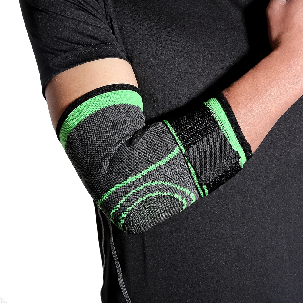 Sports Elbow Brace Compression Sleeve Arm Support with Strap for