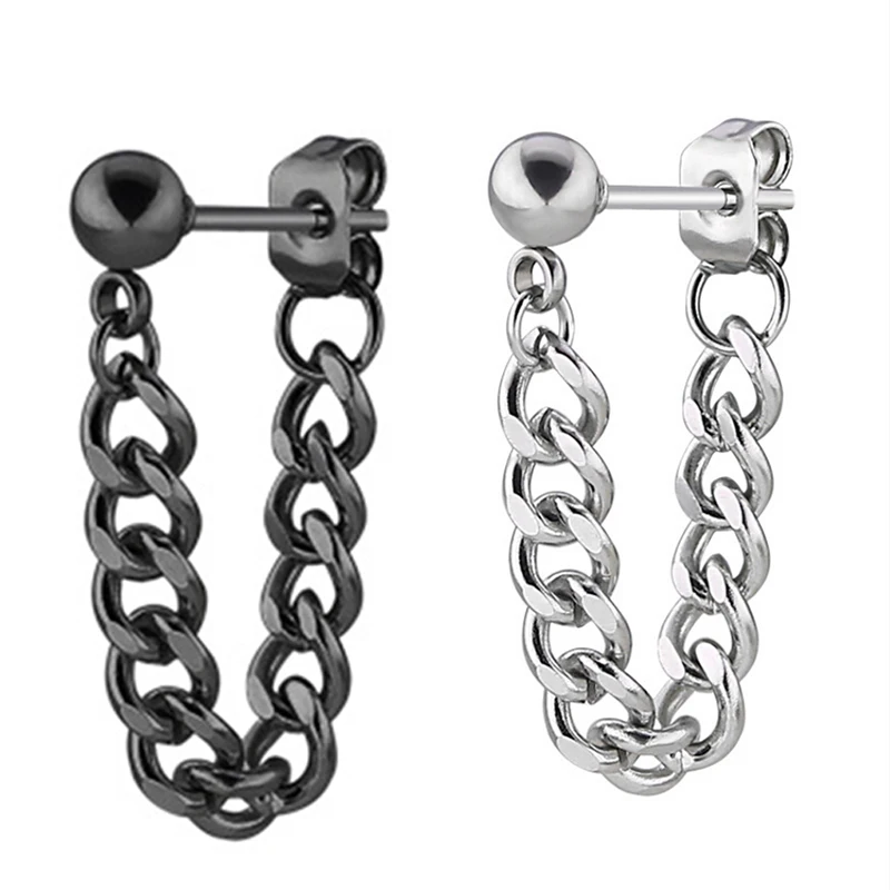 1pair Titanium Steel Gentleman Personality Hipster Drop Earring Korean