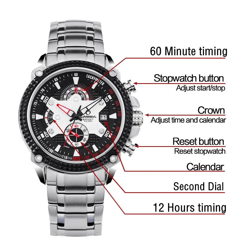 

Men Watches Sport Fashion Luxury Elegance Quartz Watch Silicone Strap Multi-function Luminous Waterproof 100m CASIMA #8207