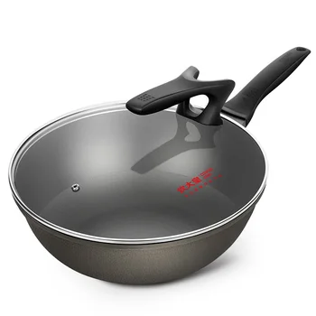 

Aluminum Alloy Woks with Stand Glass Lid Lightweight Nonstick Stir-Fry Wok Ergonomic Handle Scratch-Resistant 32cm