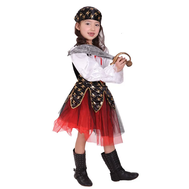 halloween costume for kids pirate captain jack sparrow costume girls child pirates of the caribbean cosplay Carnival fancy dress