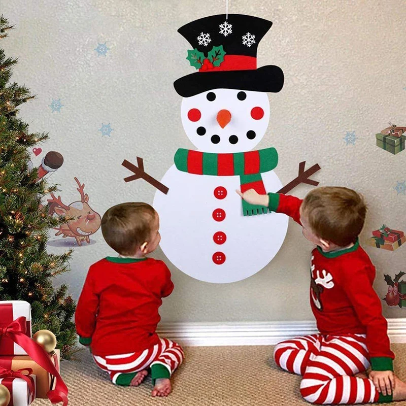 Настенный Набор снеговика, подарки, новогодняя дверь, настенные подвесные украшения для детей, с орнаментом, сделай сам, войлок