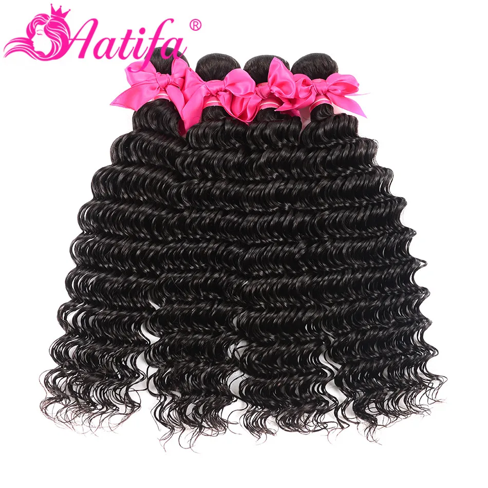 

Brazilian Deep Wave Hair Bundles 1/3/4 PCS Human Hair Bundles Natural Color Remy Hair Extension Aatifa Hair Weave 8-28 Inch