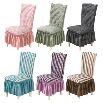 

Bubble Plaid With Skirt Dining Chair Cover Elastic Chair Slipcover Stretch Chair Cover for Kictchen Wedding Party Seat Cover