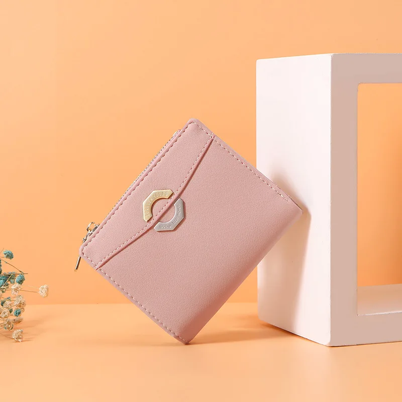 

2020 New Ladies Wallet Slim Short Student Wallet Pure Color Simple Zip Coin Purse Large Capacity Girl Wallet women purse