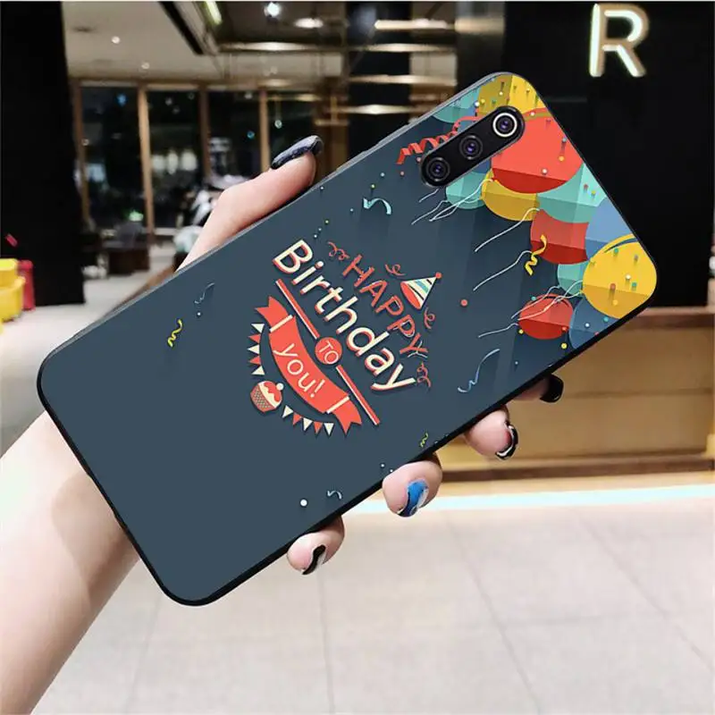 Stylish happy birthday present Cover Black Soft Shell Phone Case for Xiaomi Mi10 10Pro 10 lite Mi9 9SE 8SE Pocophone F1 Mi8 Lite xiaomi leather case charging