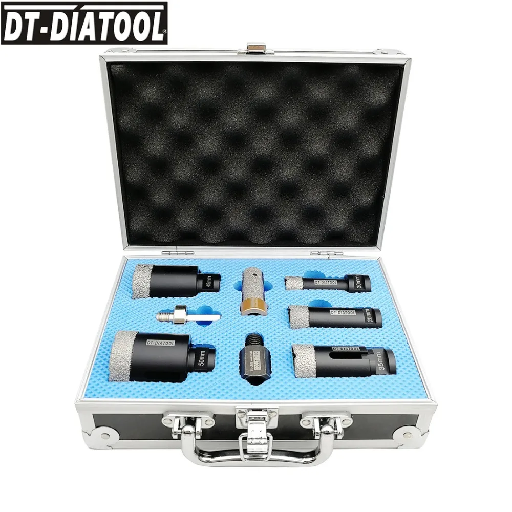 DT-DIATOOL 1 набор в коробке M14 Вакуумные Паяные алмазные сверла с коронками смешанного размера Набор отверстий для фарфоровой плитки гранита мраморного камня