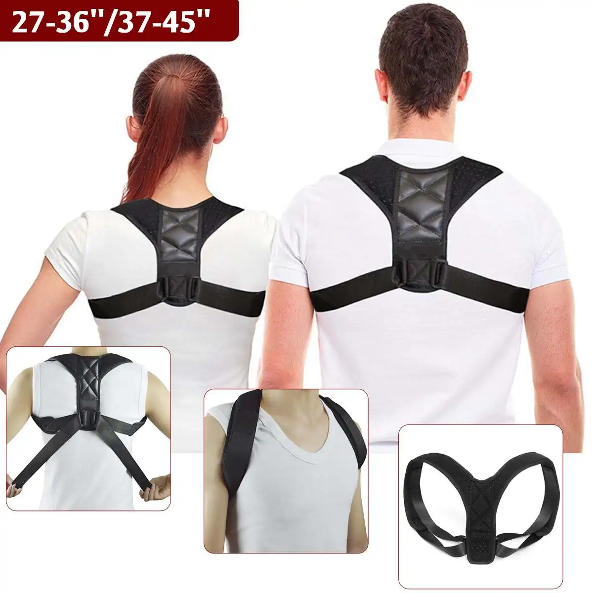 

KIFIT Adjustable Therapy Body Wellness Posture Hump Corrector Breathable Shoulder Lumbar Brace Support Belt 27-36/37-45''
