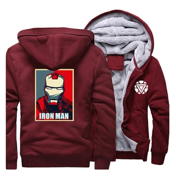 

Men raglan iron man streetwear hooded hoodies plus printing velvet thick outwear sweatshirt 2019 autumn winter handsome clothes