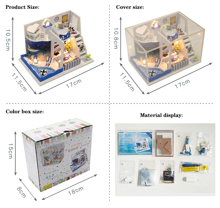 Рождественские подарки Миниатюрный Кукольный дом модель деревянная мебель строительные блоки игрушки подарки на день рождения голубое побережье Diy головоломка игрушка