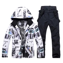 Traje de esquí de invierno para hombre, cálido, impermeable, para deportes al aire libre, chaquetas y pantalones de nieve, equipo de esquí masculino, chaqueta de Snowboard