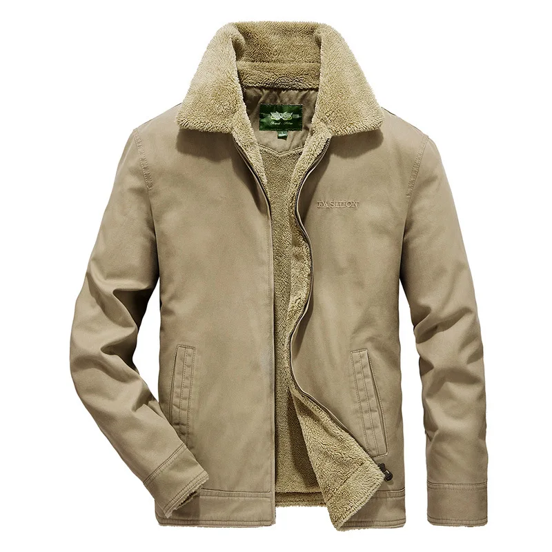 FGKKS зимняя брендовая мужская однотонная куртка, Мужская бархатная Толстая хлопковая куртка с отворотом, Мужская модная повседневная куртка, пальто