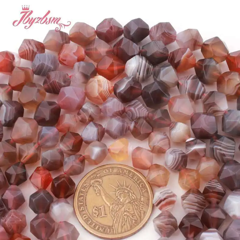Natural Botswana Agates Square Faceted Loose Beads Stone Beads For Woman DIY Necklace Bracelet Jewelry Making Strand 15