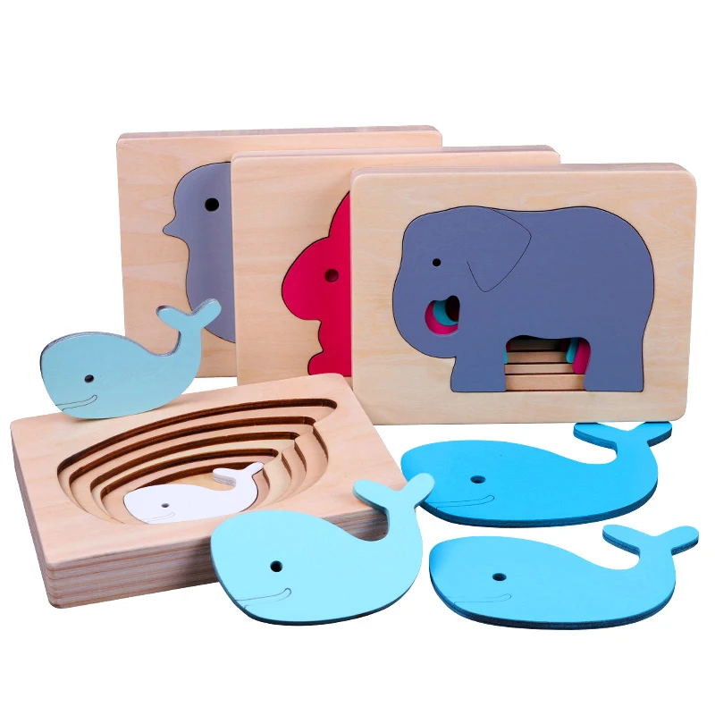 

Candywood Children's Animal 3D Puzzles Wooden Toys Size Color Gradient Multi-layer Puzzle Kids Educational Toys Gift