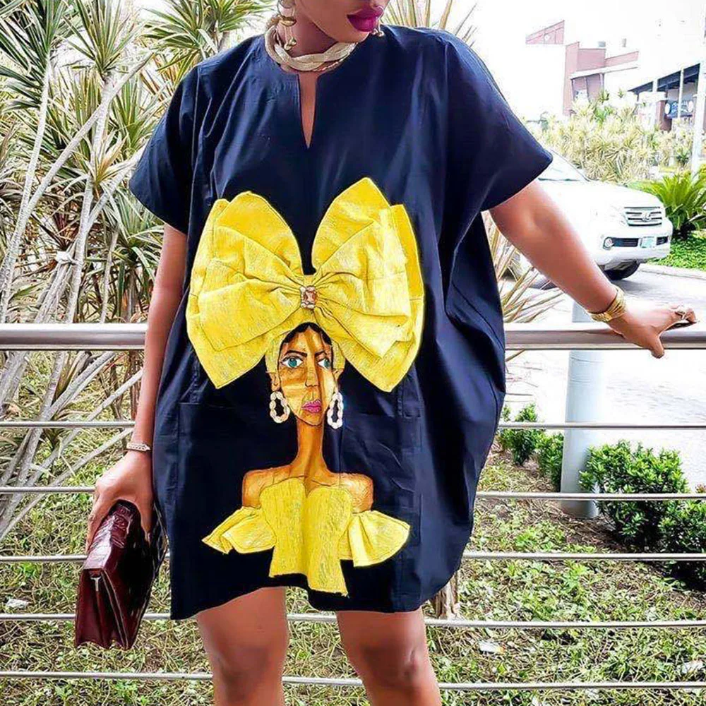Casual Oversize Character Print Women Dress Fashion Streetwear Loose Office Lady Mini Work Wear Vestidos Plus Size Summer Dress Casual Oversize Character Print Women Dress Fashion Streetwear Loose Office Lady Mini Work Wear Vestidos Plus Size Summer Dress
