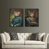 Nordic Noble Cat Vintage Canvas Painting Animal Dog Bear Posters Print Wall Art Cartoon Modular Picture for Living Room Bedroom ► Photo 2/6