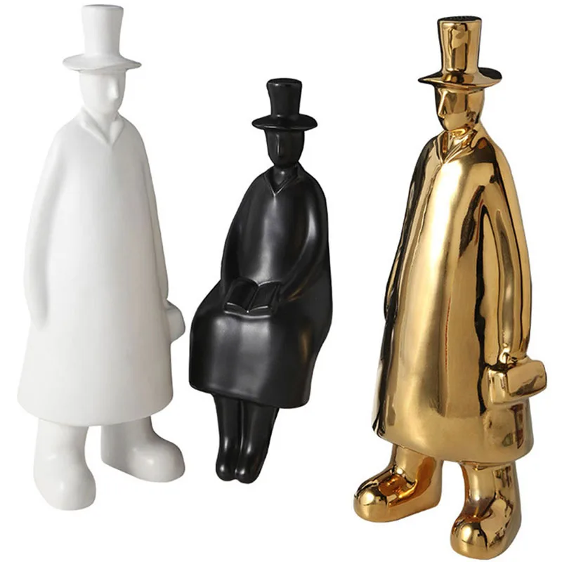 Nordic Gold Gentleman Character Decoration Luxury Porch Living Room Table Decor Model Home Office Crafts Accessories | Дом и сад