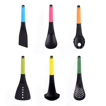 

2020 New 6 Pcs Multifunction Colorful Handle Non-stick Pan Spatula Spoon Colander Kitchen