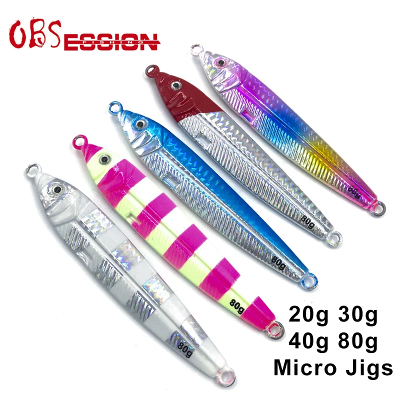 

OBSESSION Hard Metal Lead Micro Lure 20g 30g 40g 80g Saltwater Slow Fall Sinking Luminous Artificial Fake Fishing Bait Tackle