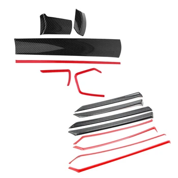 

14Pcs Carbon Fiber Trim Stickers for Honda Civic 10Th: 8Pcs Interior Door Trim Decals Cover & 6Pcs Console Center Dashboard Cove