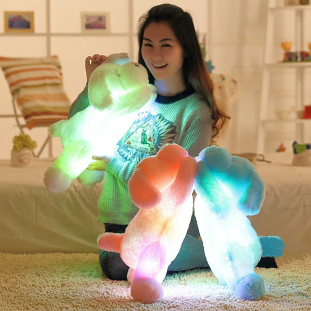 Colorful Luminous Dog LED Light Plush Pillow Cushion Kids Toys Stuffed Animal Doll Birthday Gift 50CM 1