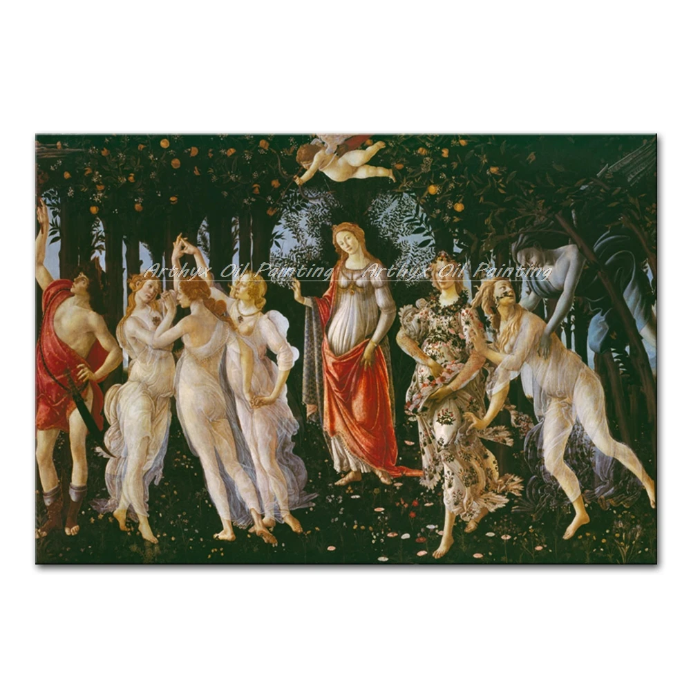 Arthyx Wall Art Poster Cotton Printed Famous Oil Paintings On Canvas Copy Of Botticelli's Primavera Pictures For Room Home Decor | Дом и
