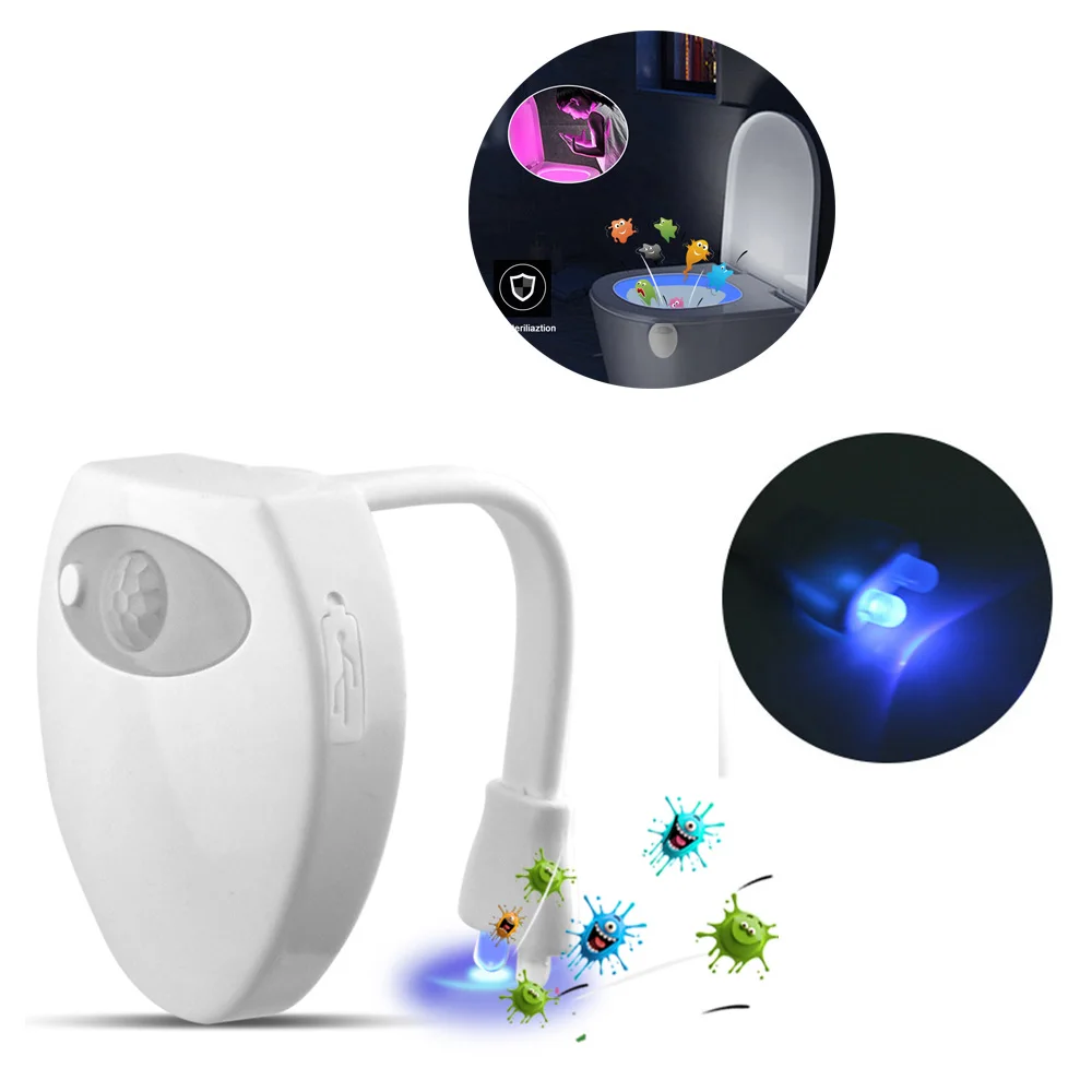 

Induction Toilet Seat Night Light Lamp UV Sterilizer Germicidal Disinfection UVC LED Lamp LED RGB Purple Light