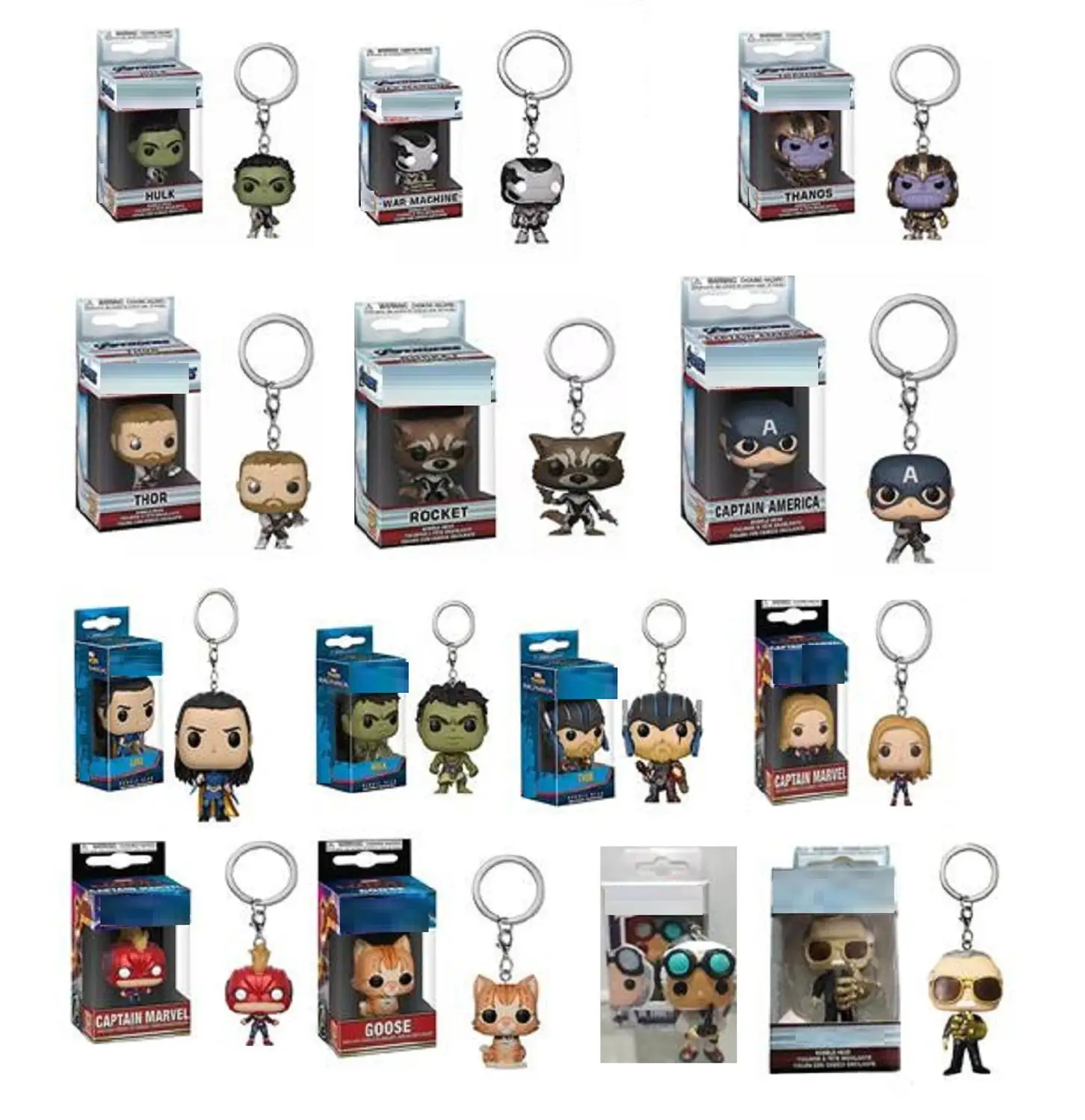 

Avengers4 Endgame America Captain Marvel Iron man Keychain thor hulk war machine thanos goose Figures Toys Child Christmas gift