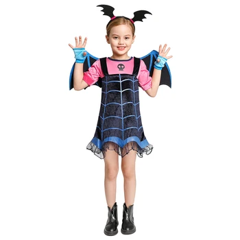 

Vampirie Costume Summer Dress for Little Girls Halloween Bat Disguise Children Vampire Cosplay Party Outfit Role Paly Dress up