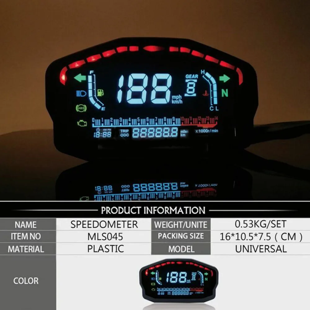 

1pc Motorcycle LED LCD Digital Odometer Backlight Speed Meter Speedometer high quality DC 8-12V Motorcycle Odometer part