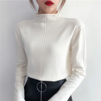 

2020 New winter half downneck female take the loose lipped twist shirt long sleeved sweater fitting