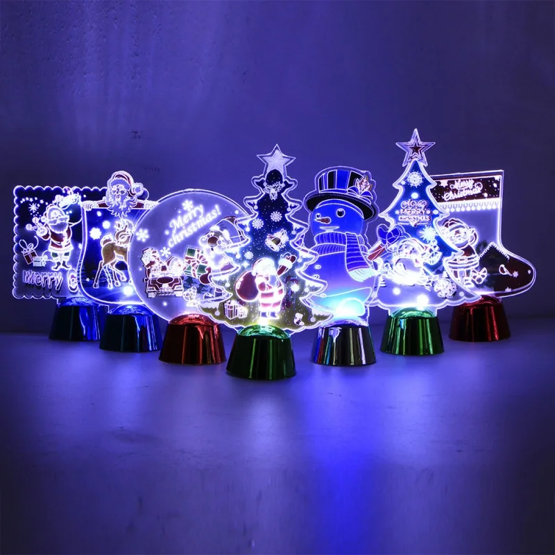 Красочный 3D ночник мультфильм Рождественский светодиодный светильник рождественские украшения для дома Новогодний подарок светящийся хрустальный шар
