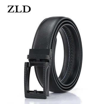 

ZLD men's belt leather Luxury Genuine Cowskin Strap for Male High Quality Metal Automatic Buckle with Alloy Buckle black