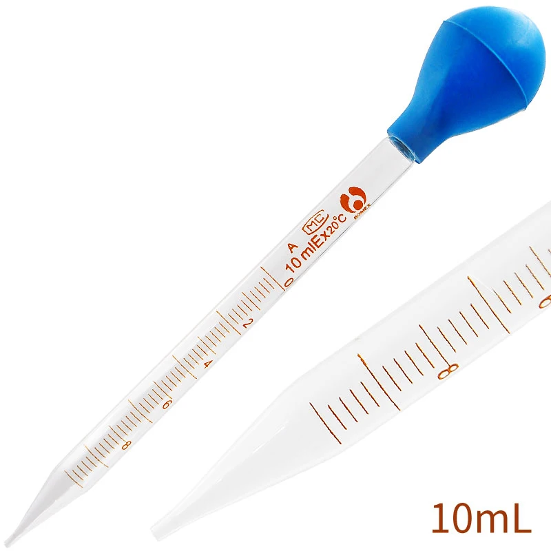 

20 Pieces/lot Lab Glass 10mL Pipette Glass Dropper With Rubber Cap Graduated Pipettes Laboratory Measuring Equipment