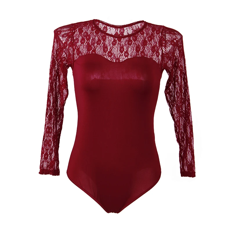 Red Bodysuit Тедди белье размера плюс с длинным рукавом Кружева боди XL 3XL 5XL прозрачные женские сексуальные Constumes черные сексуальные комбинезоны комбинезон RS80372 - Цвет: Red Bodysuit