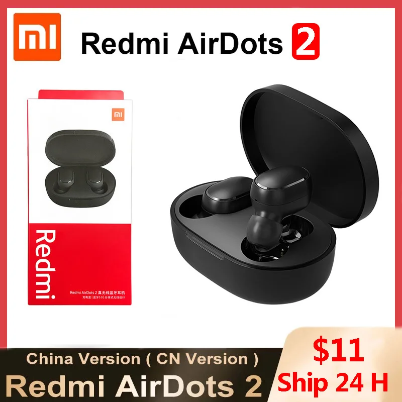 Xiaomi-auriculares inalámbricos Redmi Airdots 2, dispositivo de audio TWS, con Bluetooth, Control de inteligencia artificial, con micrófono, Original