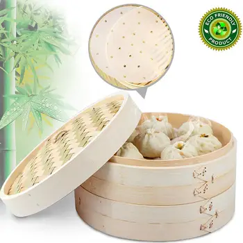 

2 Layer Cage Lid Bamboo Steamer For Fish Vegetable Snack Basket Set Kitchen Cooking Tools Dumpling Steamer