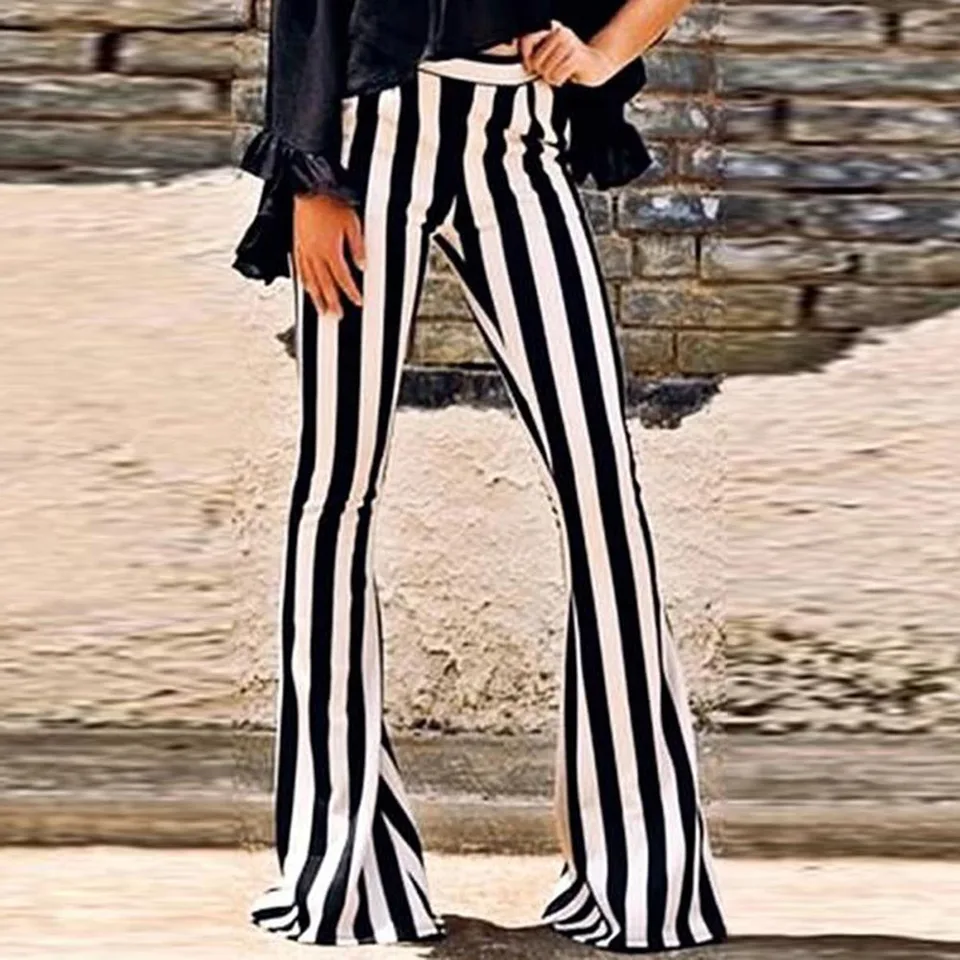 black and white striped flares
