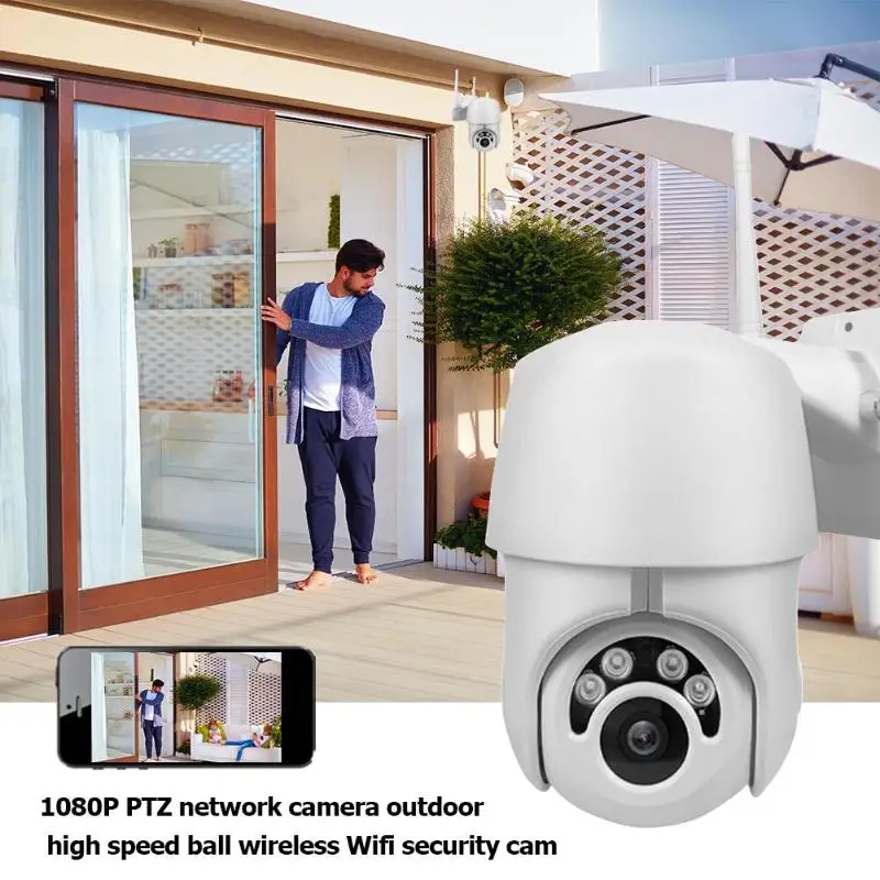 

1080P WiFi IP Camera Wireless PTZ Outdoor Speed Dome CCTV Surveillance Video Cam Supporting 24-hour Video Mobile Detection