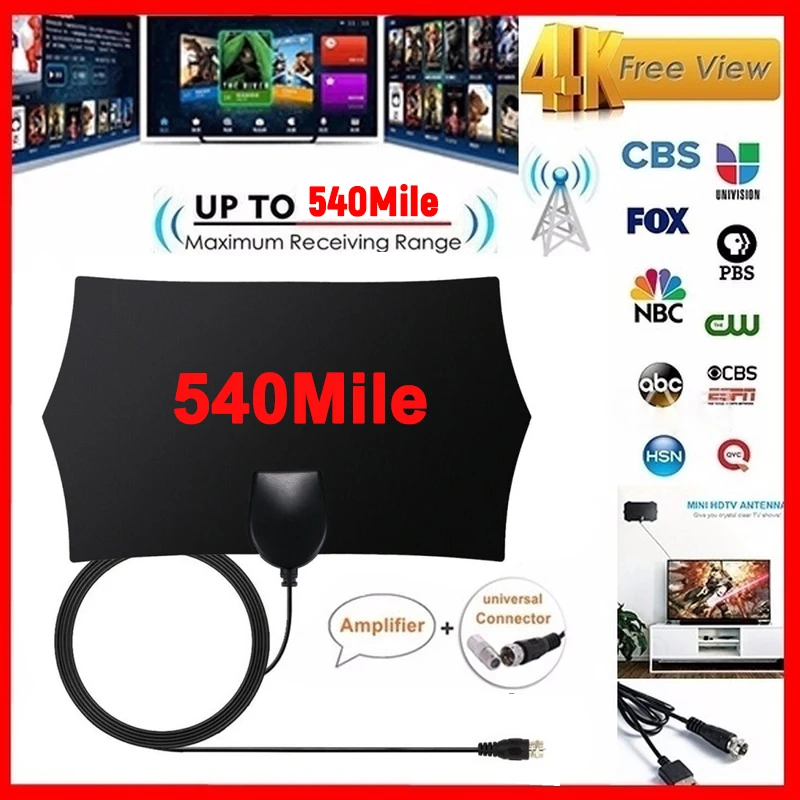 2021 New Indoor Digital HDTV Antenna TV 540 Miles Radius Amplifier DVB-T2 Isdb-tb Clear Satellite Dish Signal Receiver Aerial kexin indoor 1800 miles hd tv antenna digital antennas amplification 4k dvb t2 freeview isdb tb local channel broadcasting