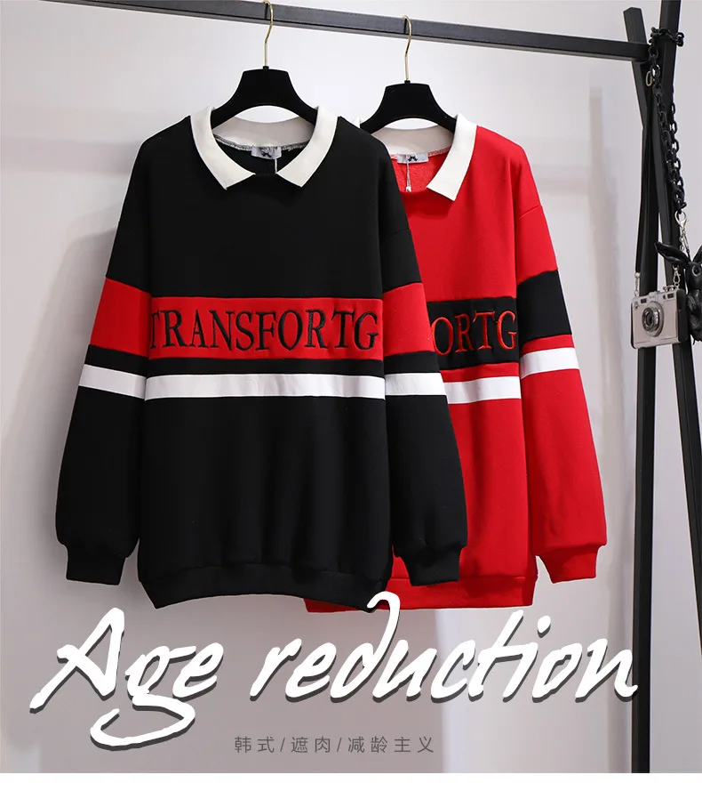 autumn winter plus size pullover for women large long sleeve loose casual wool velvet thick stripe coat red 4XL 5XL 6XL 7XL