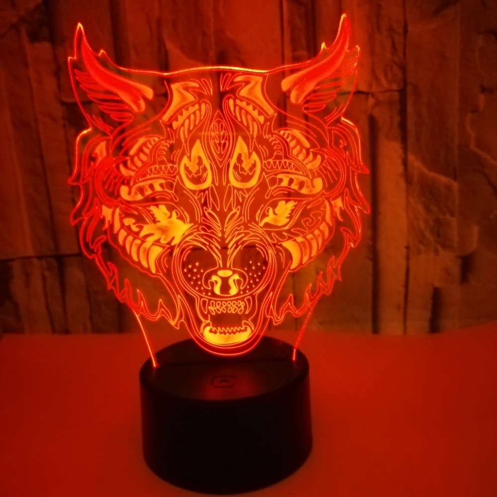 

3D LED Night Light Leopard Tiger Head Action Figure 7 Colors Touch Optical Illusion Table Lamp Home Decoration Model