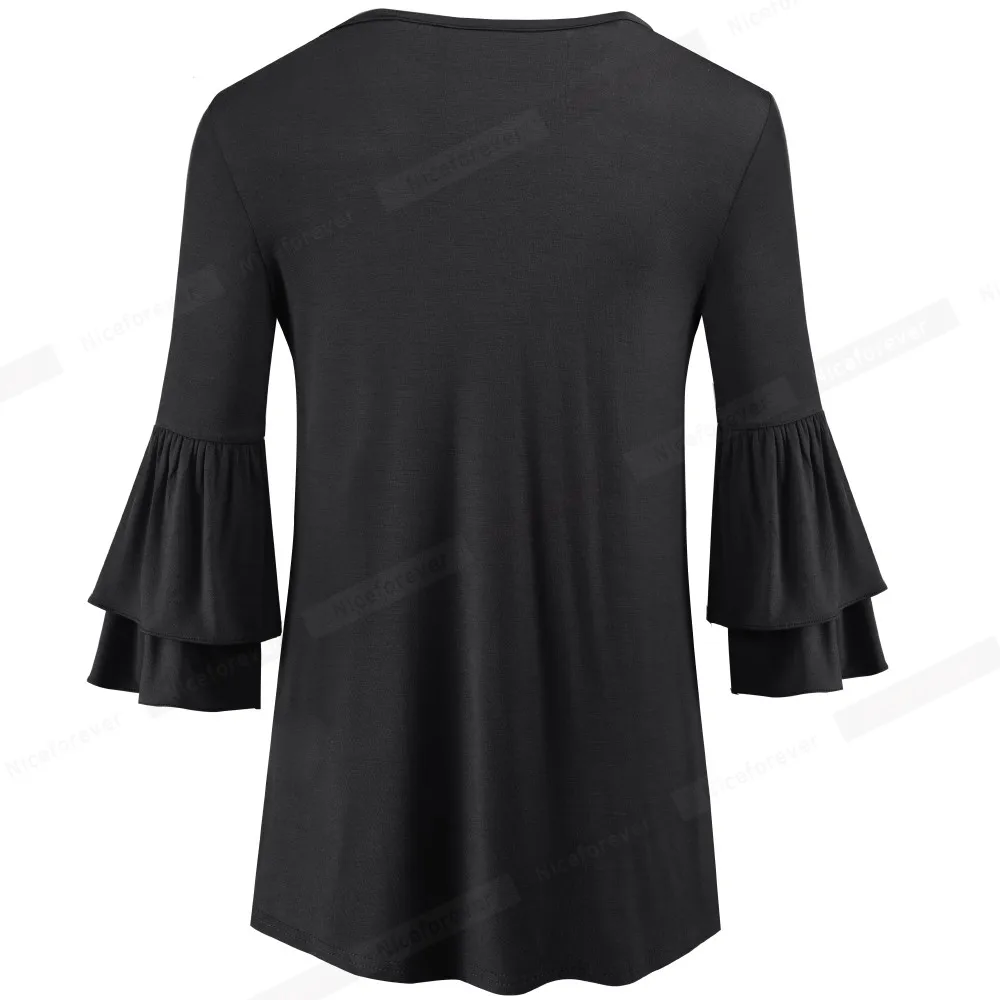 Nice-Forever Winter Women Pure Color Chic Flared