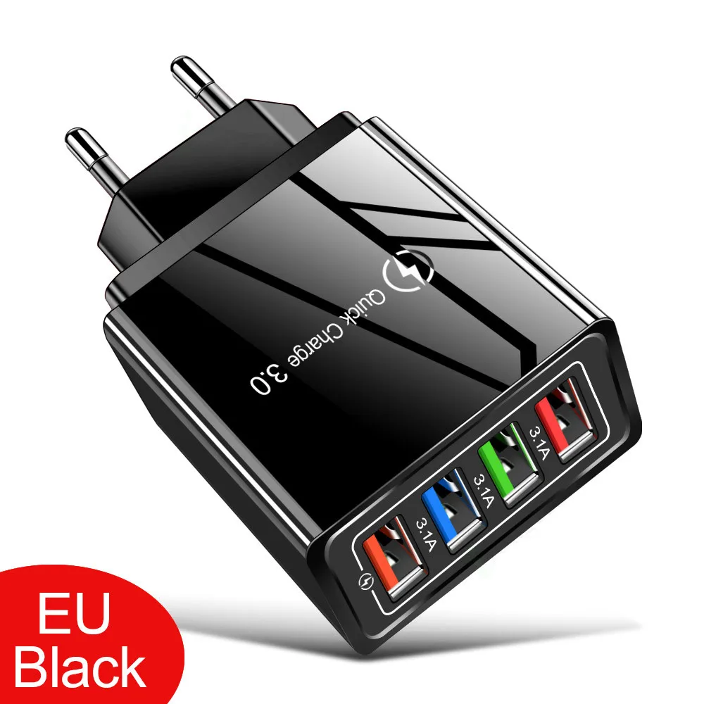 Black Charger USB зарядное устройство для мобильного телефона, быстрая зарядка 3,0 4.0QC3.0, быстрое зарядное устройство, настенный адаптер для samsung Iphone huawei LG Xiaomi Tablet - Тип штекера: Black Charger