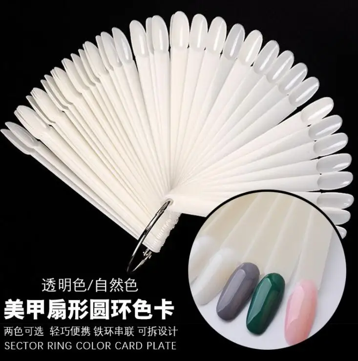 Display Per Nail Art Suggerimenti Falsi Clear Nature Black 12.5*1Cm Fan Smalto Swatch Settore Display Nail Salon Show Tool