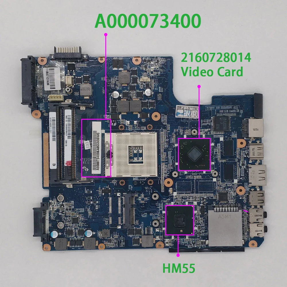 Оригинальная материнская плата A000073400 DATE2DMB8E0 REV:E для ноутбука Toshiba Satellite L600 L640 L645