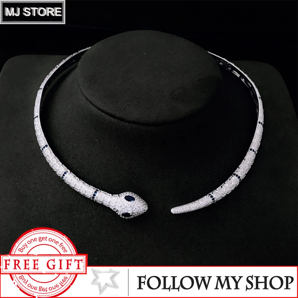 S925 Sterling Silver Original 1:1 Copy Round Circle Serpent Open Necklace Snake Chocker Luxury Brand Monaco Jewelry For Women