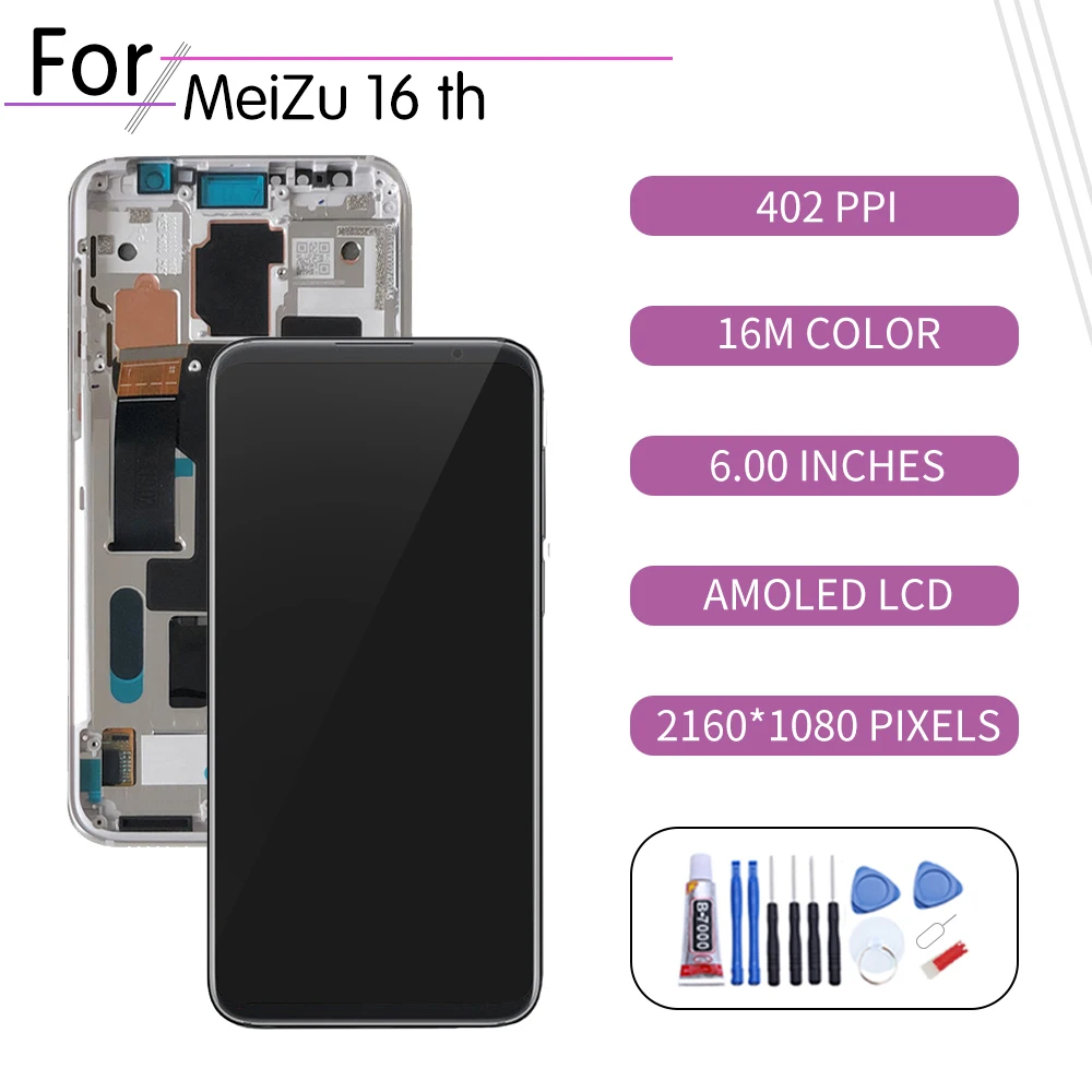 Оригинальный дисплей для MEIZU 16th LCD Meizu 16t со сканером отпечатков пальцев Рамка