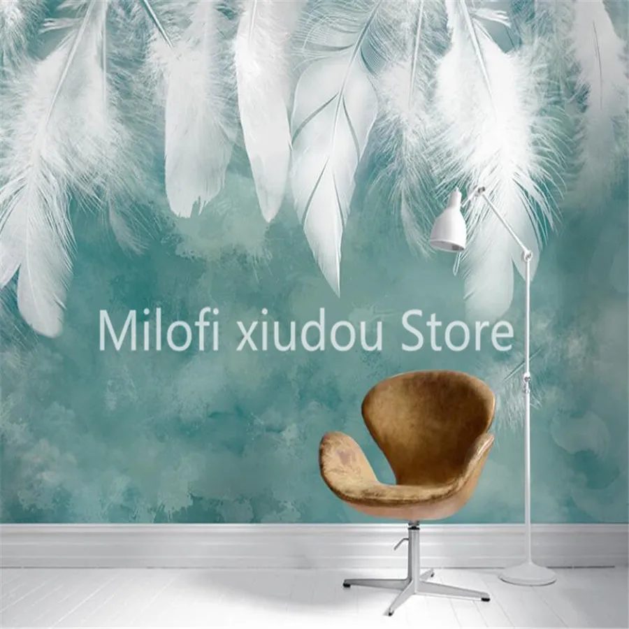 

Customized 3D Mural Wallpaper Nordic Modern Light Luxury White Feather Abstract Background Wall Decorative Painting Wallpaper