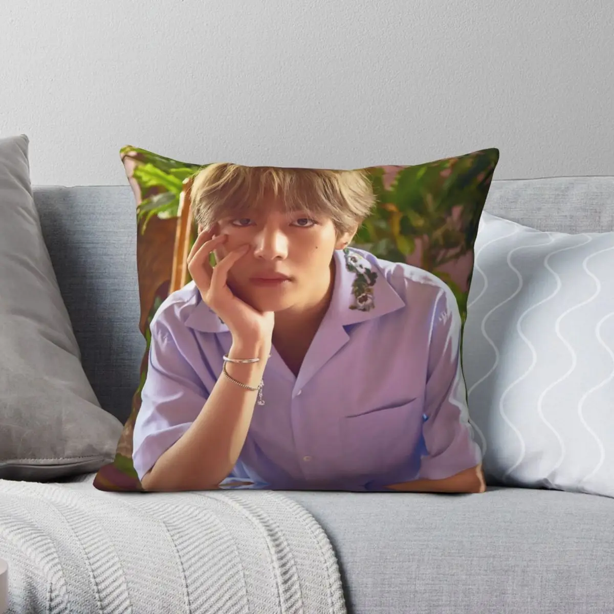 

Taehyung Love Yourself Square Pillowcase Polyester Linen Velvet Zip Decor Throw Pillow Case Car Cushion Case 45x45